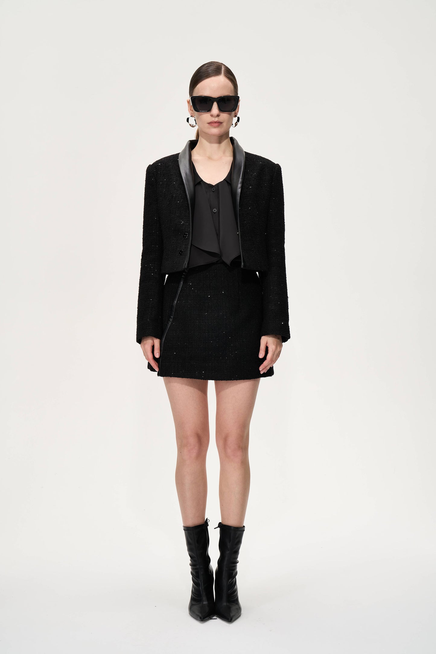 Black Sequined Turtleneck Jacket