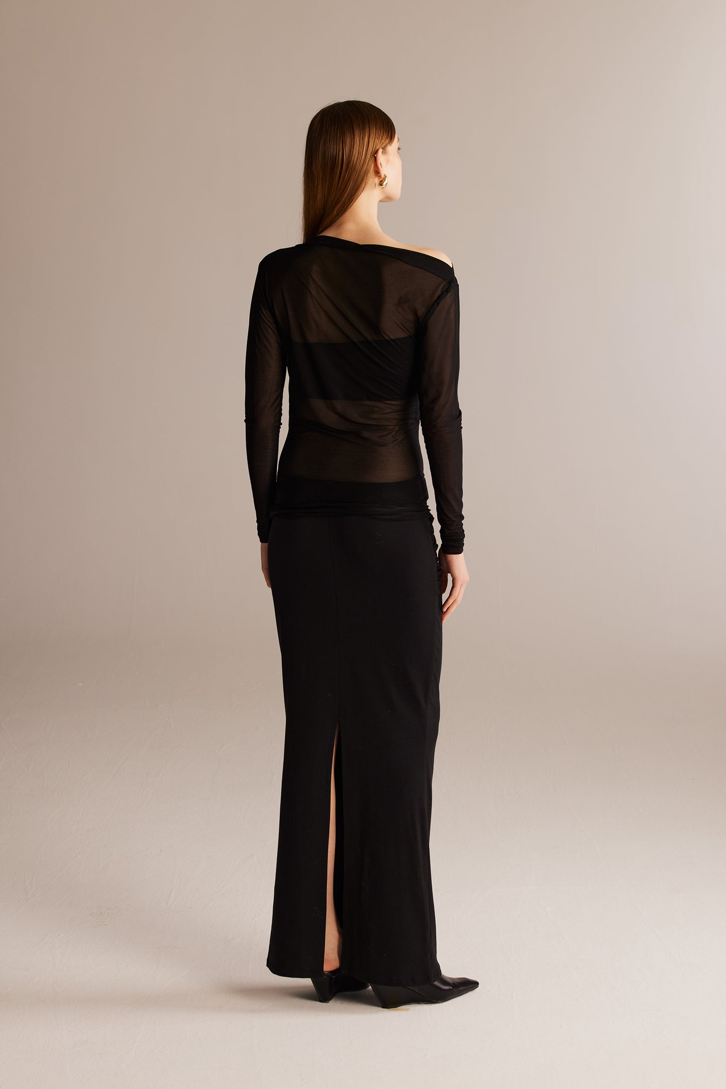 Black Knitted Flare Skirt