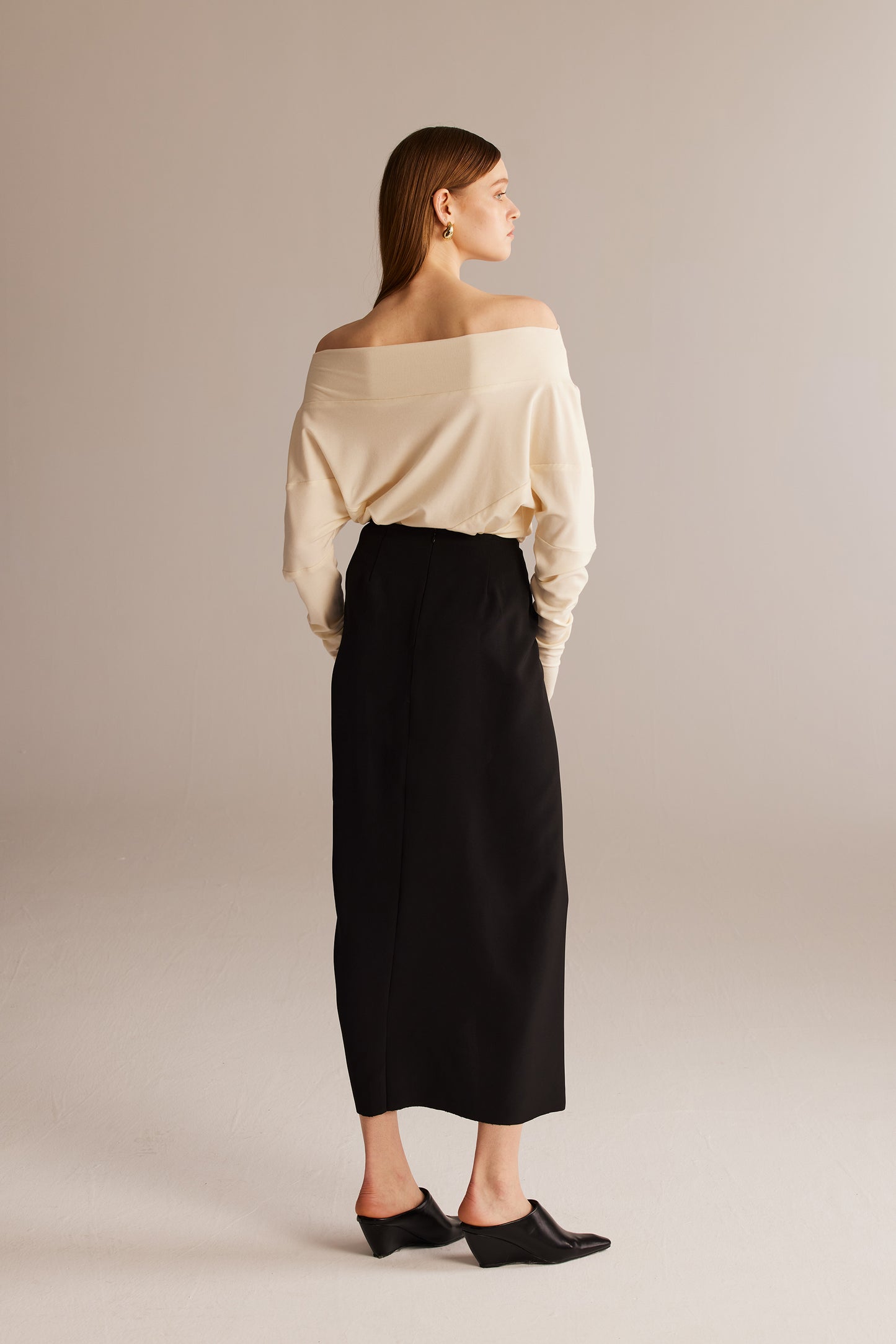 White Off- Shoulder Dolman Sleeve Shirt