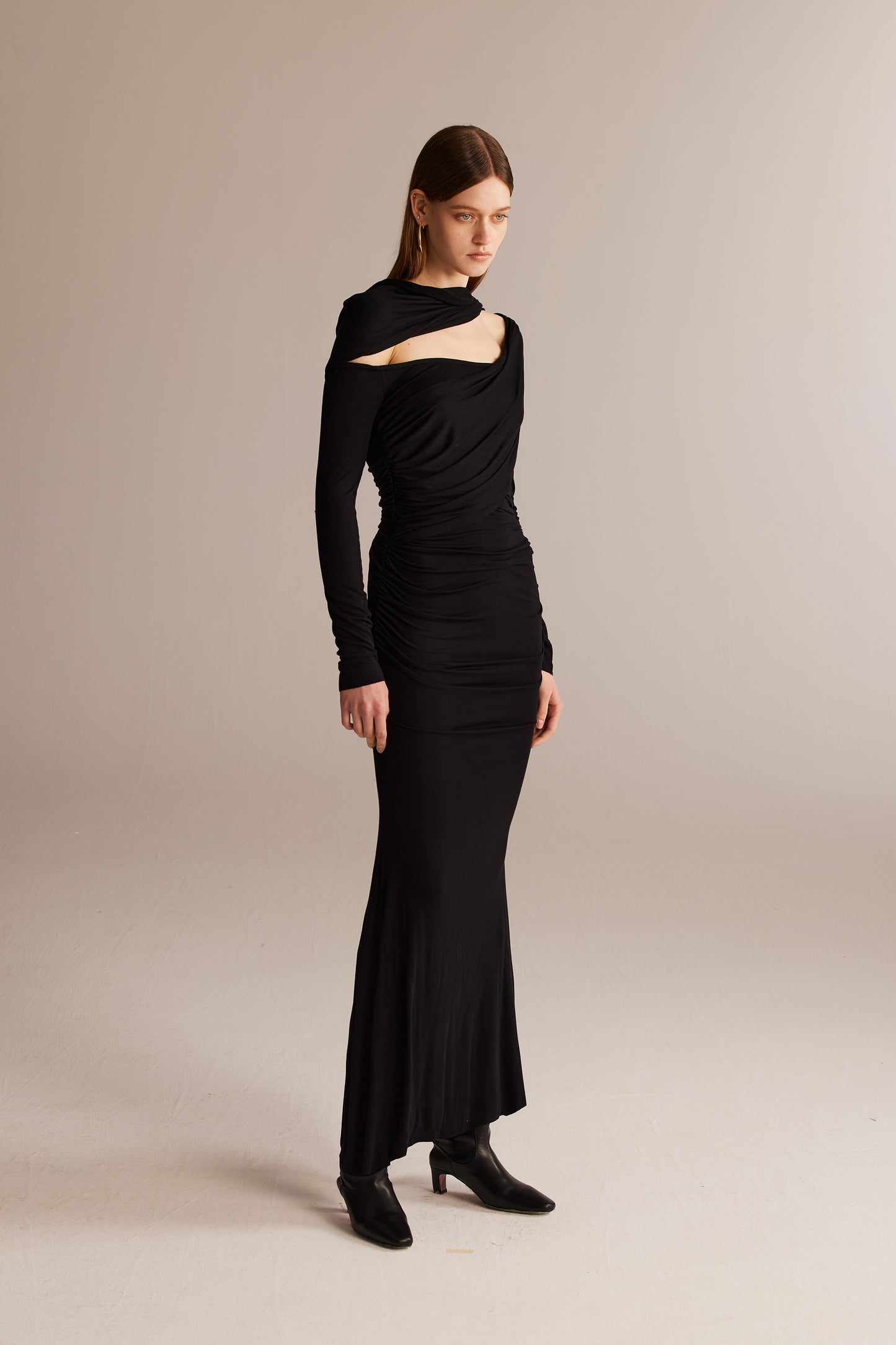 Black Wrap Around Cape Dress