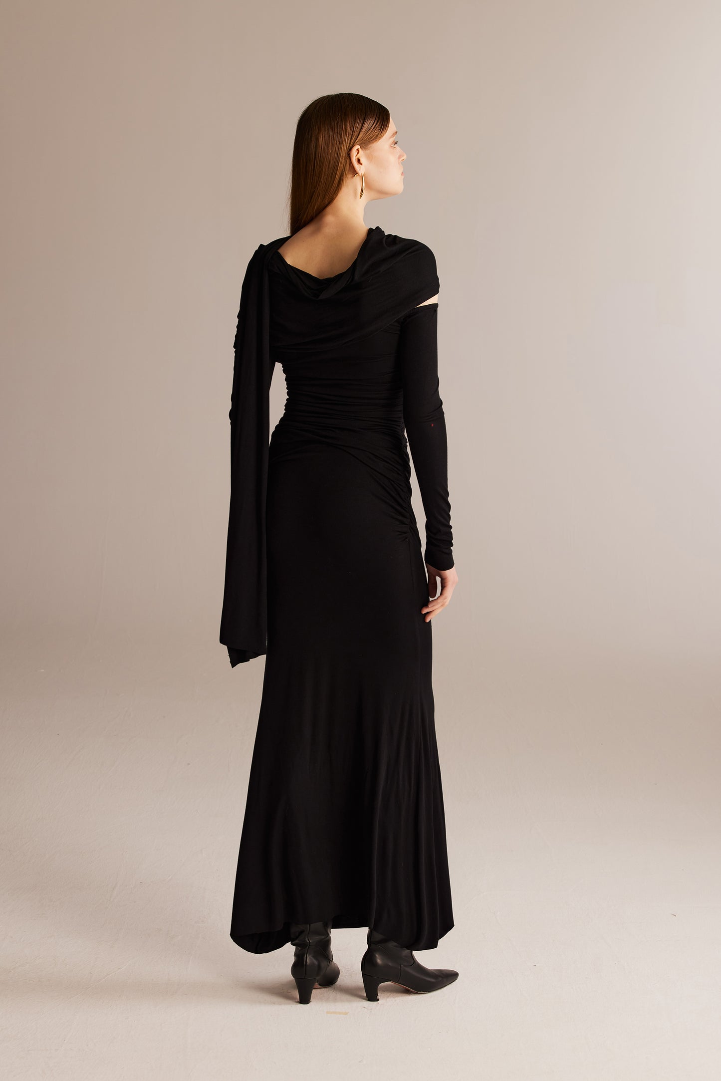 Black Wrap Around Cape Dress