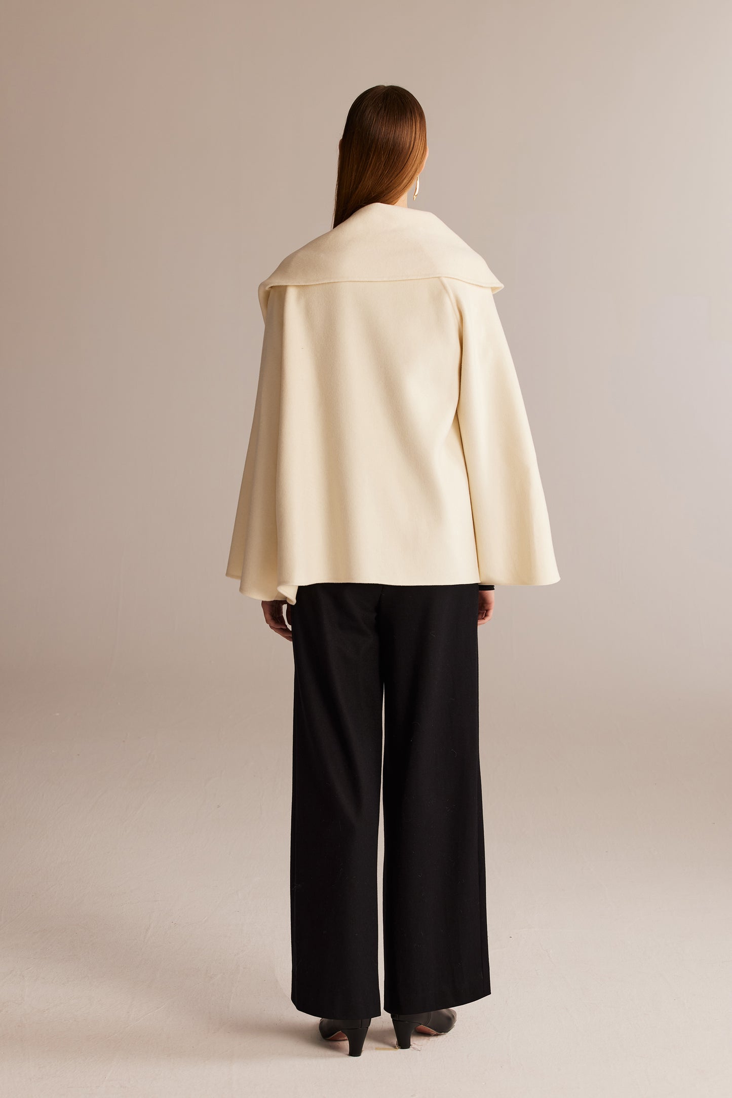 Black Cross-pleated High-waisted Wool Suit Pants