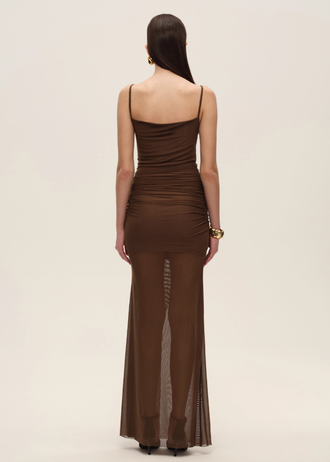 Brown Mesh Dress