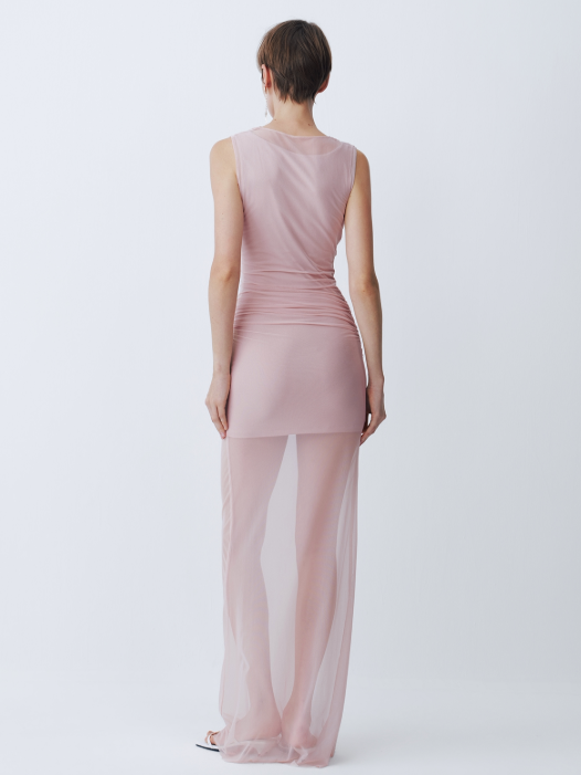 Pink tulle knitted dress