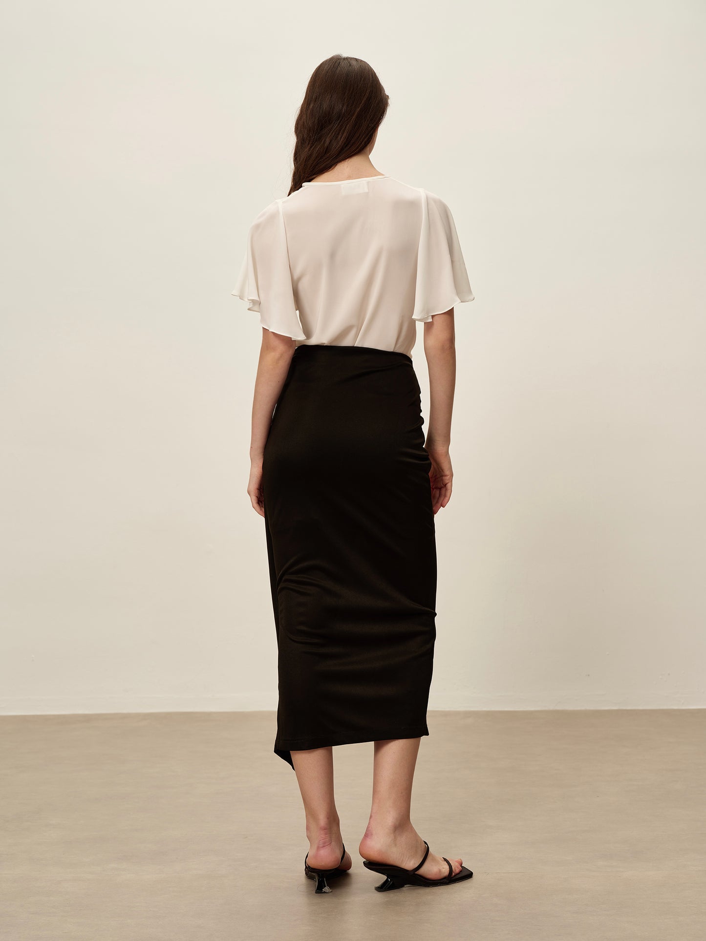 Black Acetate Knitted Metal Buckle Skirt