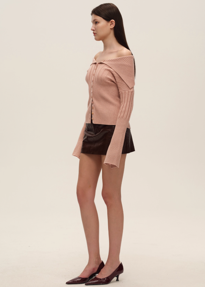 Red Waxed Leather Mini Skirt(with Built-In shorts)