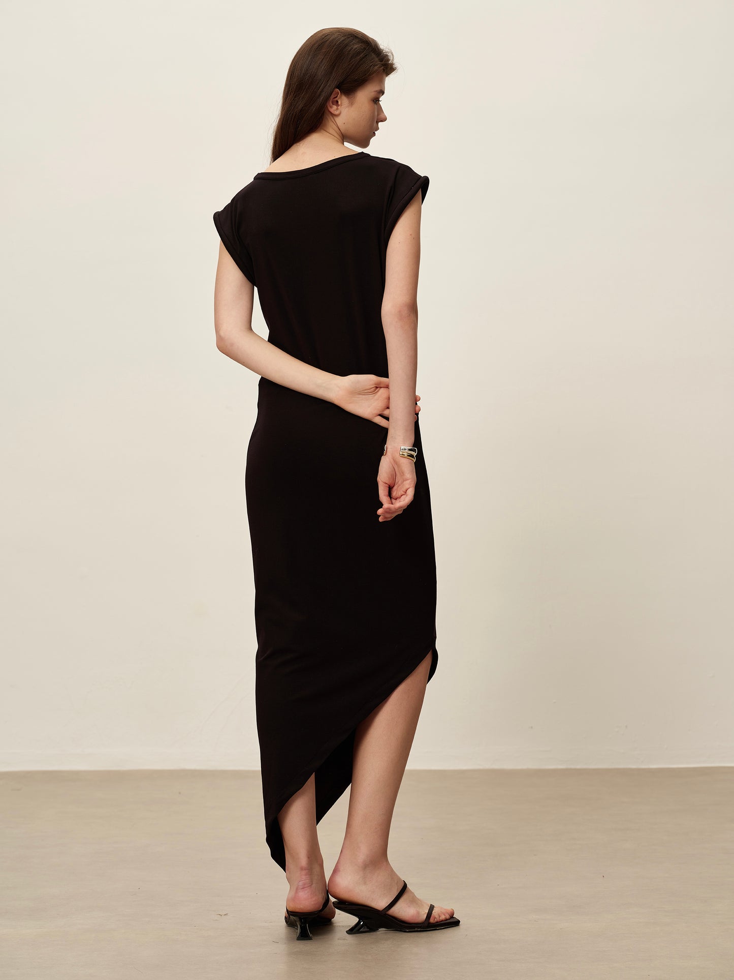 Tube Sleeve T-shirt Dress Black
