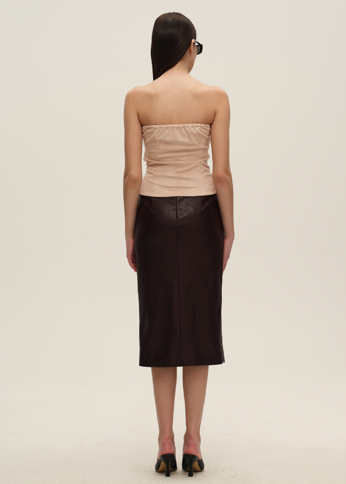 Pink Suede Floral Bustier