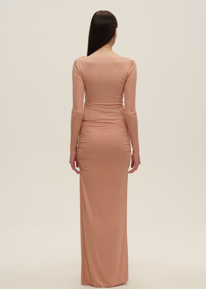 Pink Colourblock Mesh Cowl-Neck Top