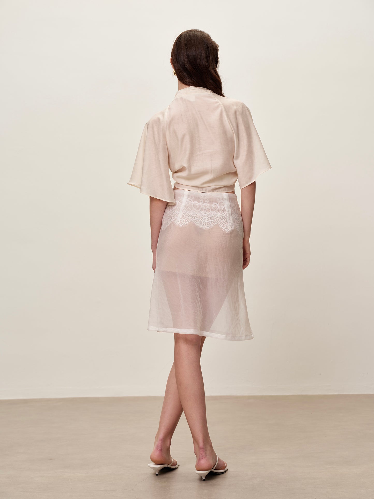 Sheer Organza Lace Mesh Skirt