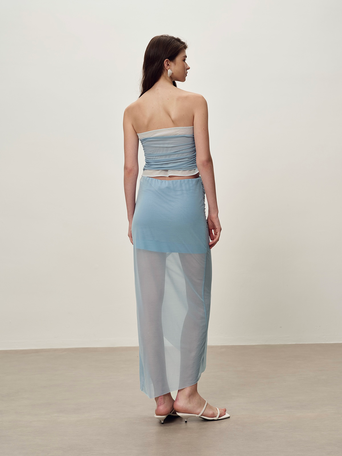 Blue Mesh Lace Bustier