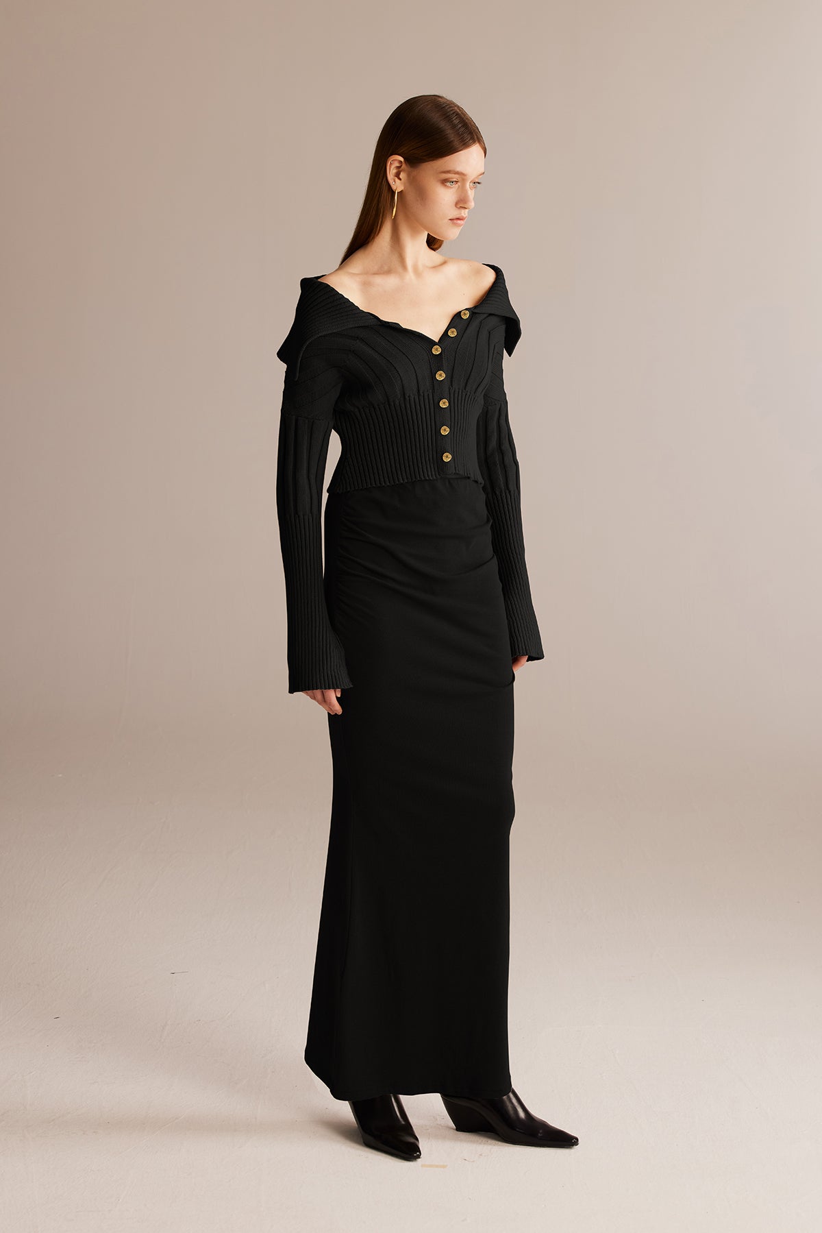 Black Roman Column Texture Cardigan