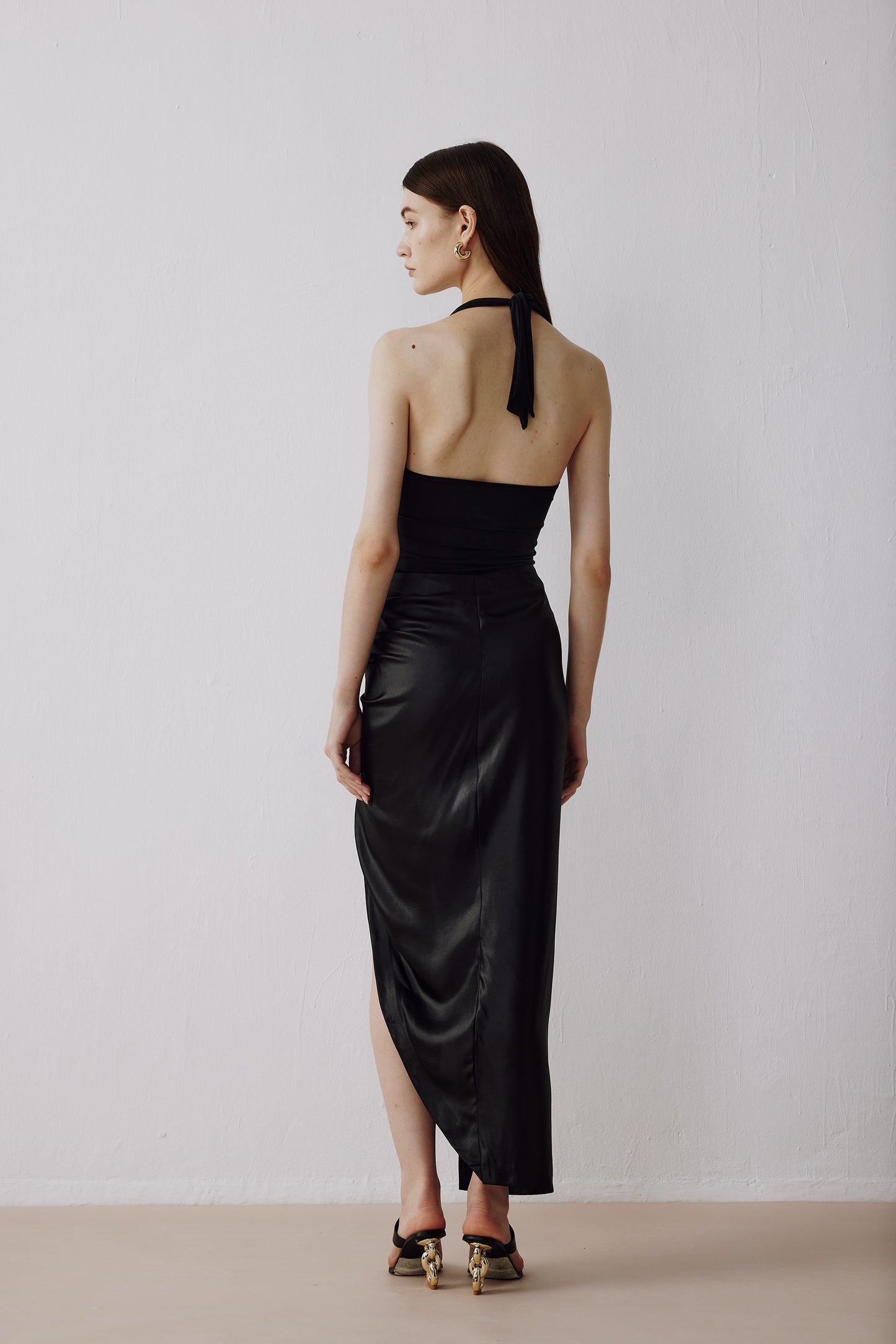 Panelled Halter Top Black