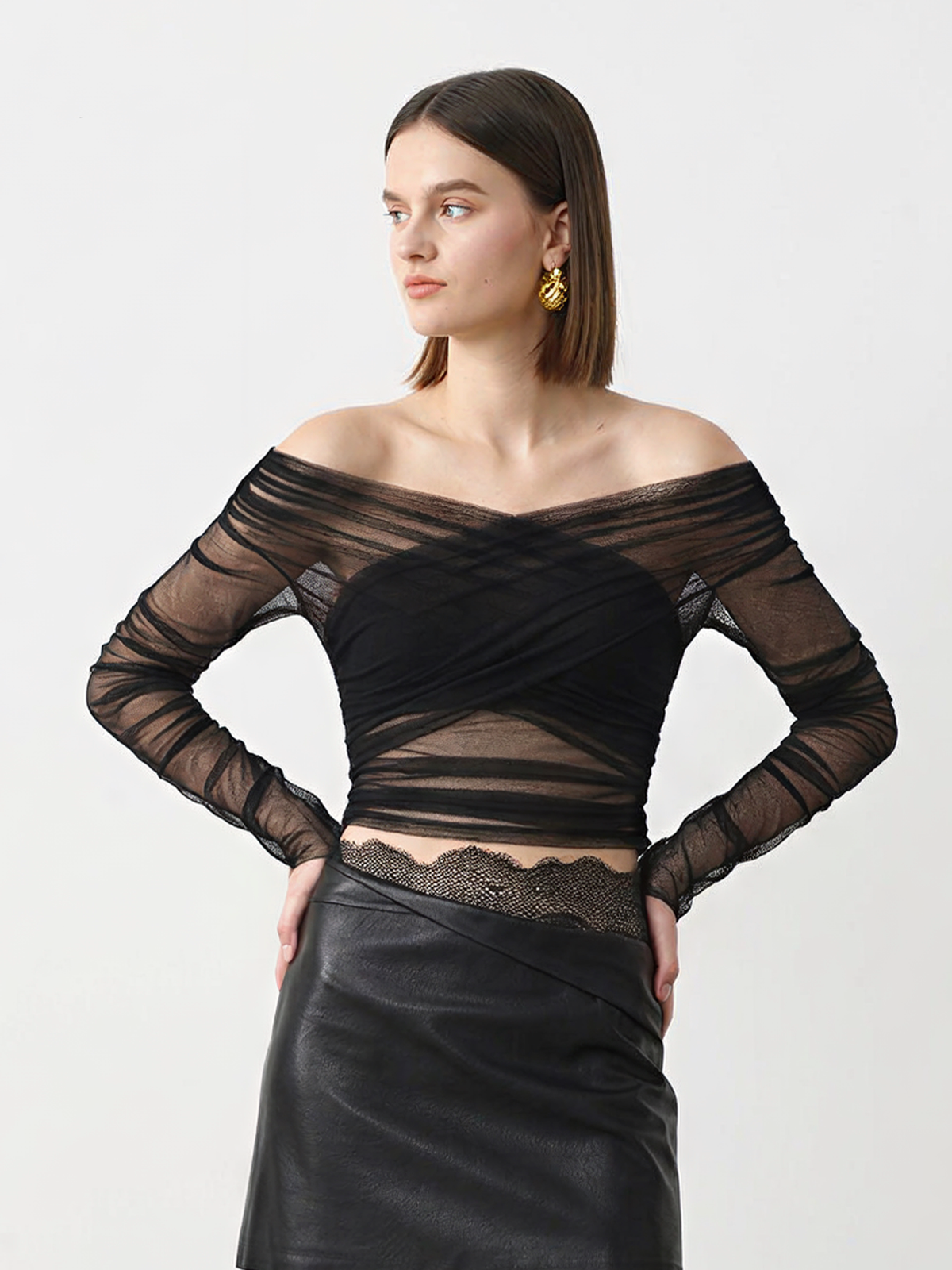 Mesh Long Sleeve Top