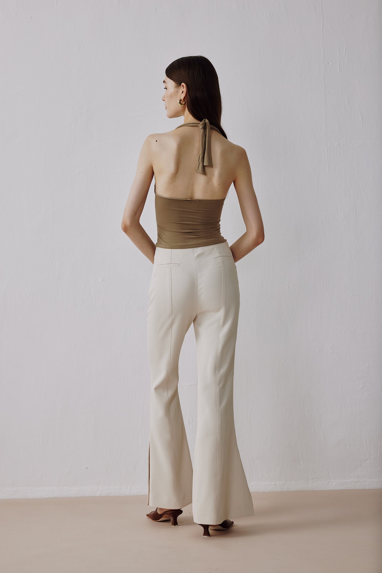 Panelled Halter Top Brown