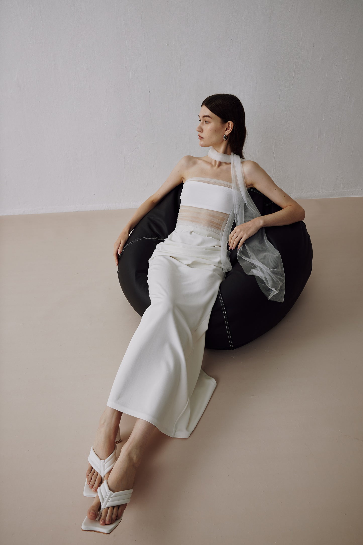 Mesh Panelled Top White