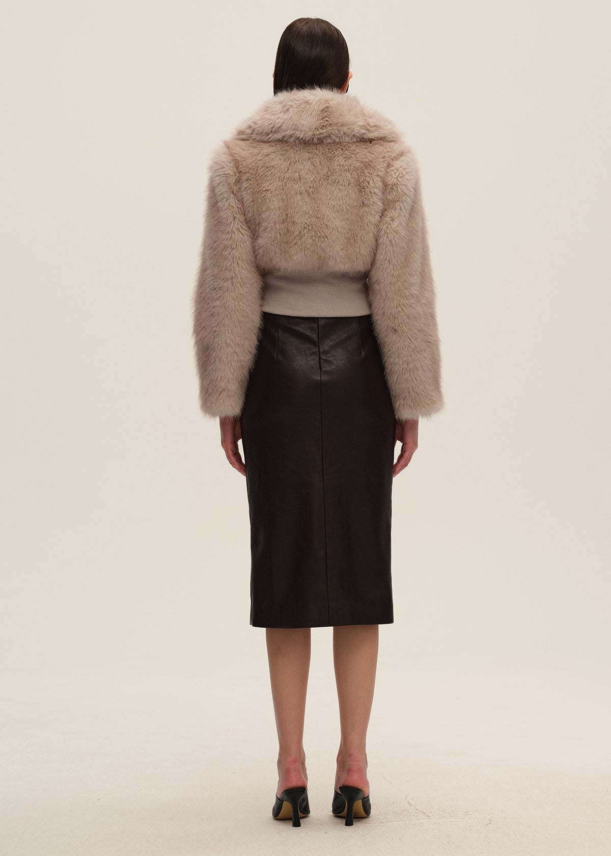 Purple-Grey Fitted Faux Fur Jacket