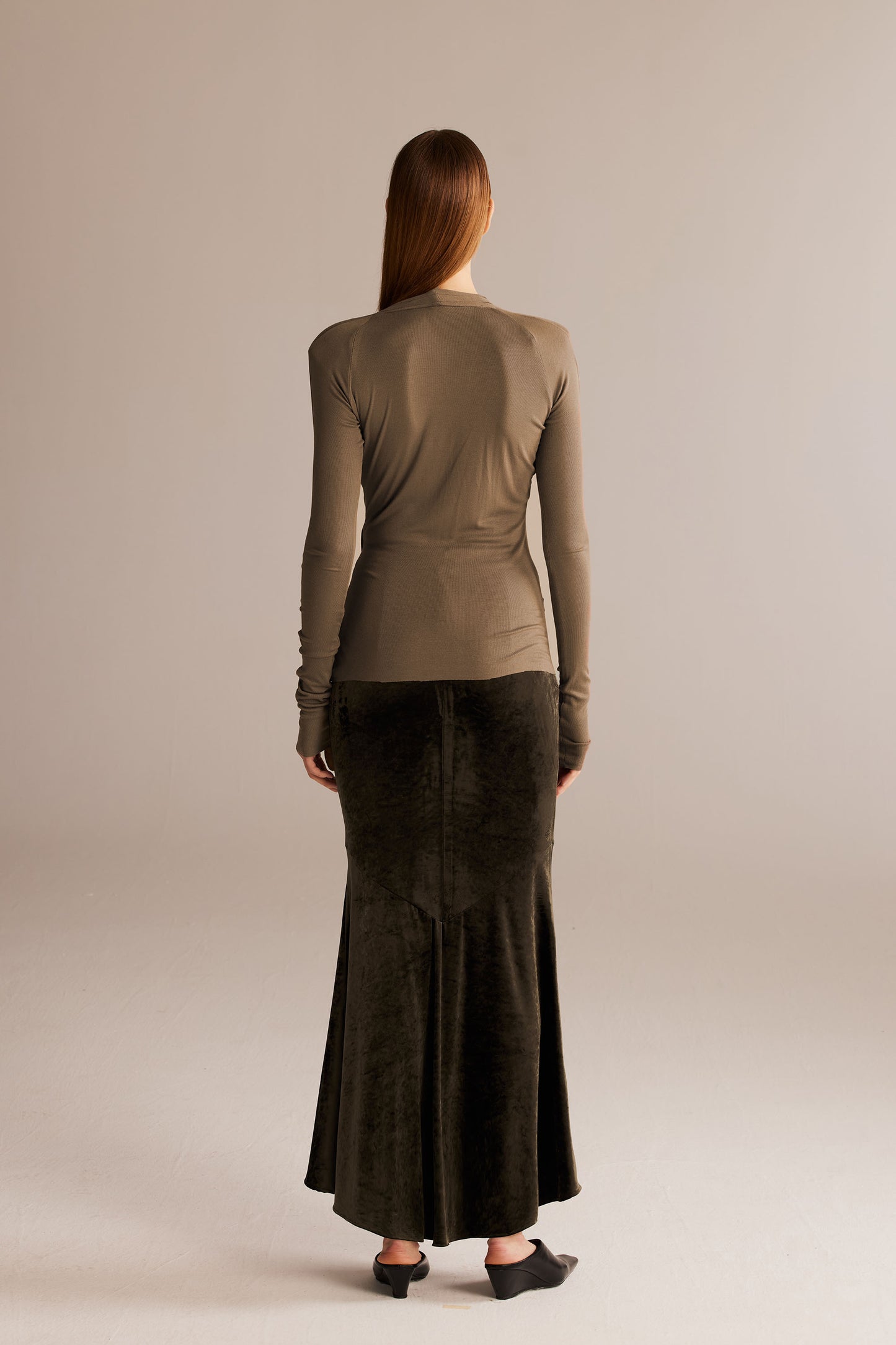 Khaki Crossover Pleated Top