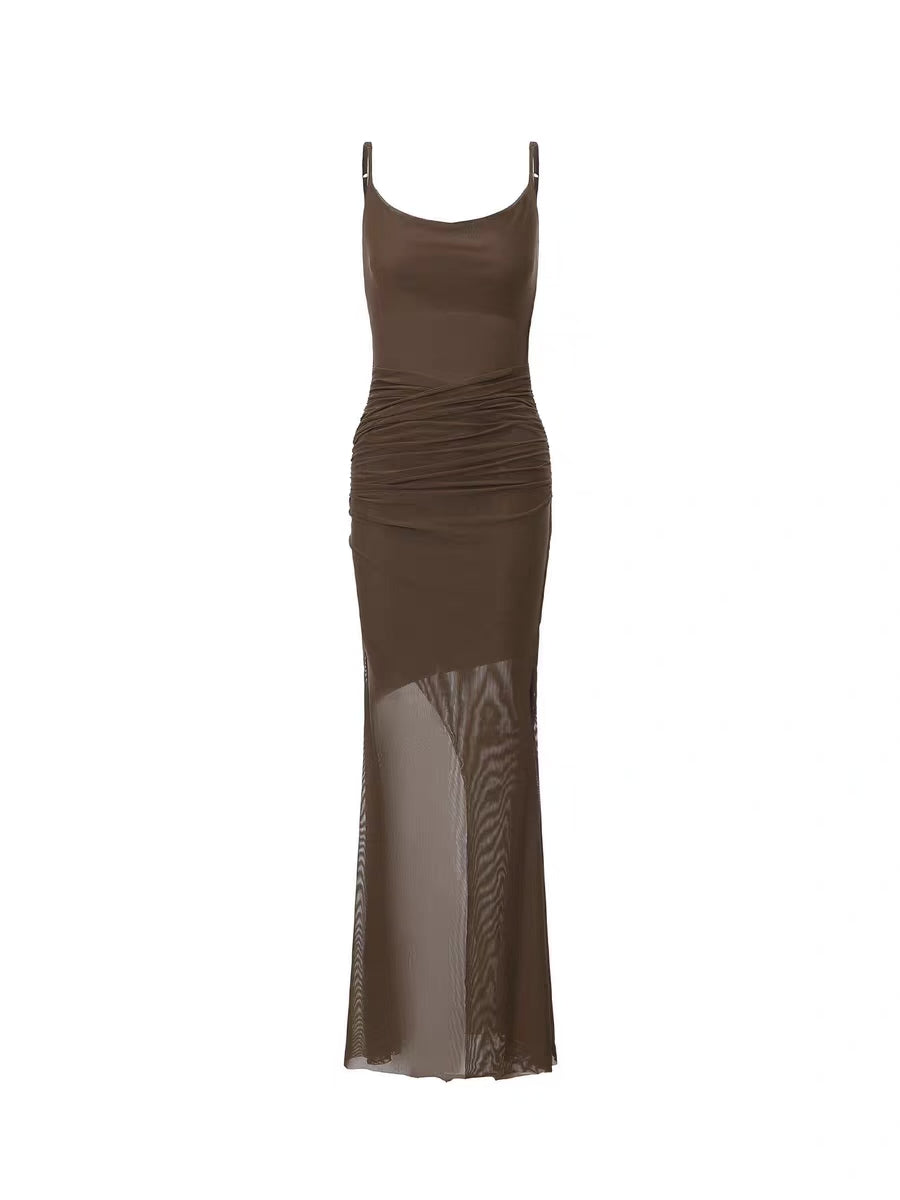 Brown Mesh Dress