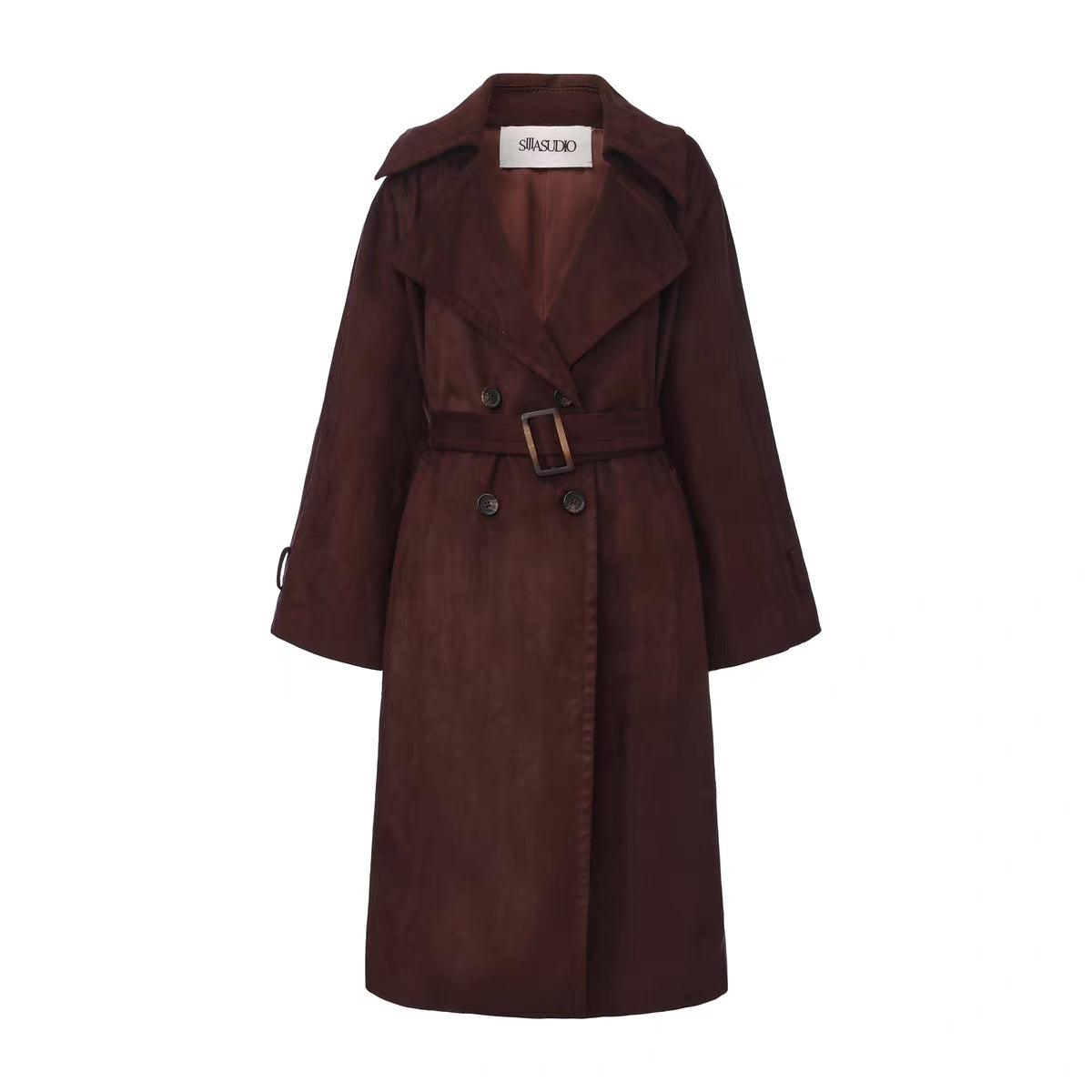 Burgundy Suede Long Trench