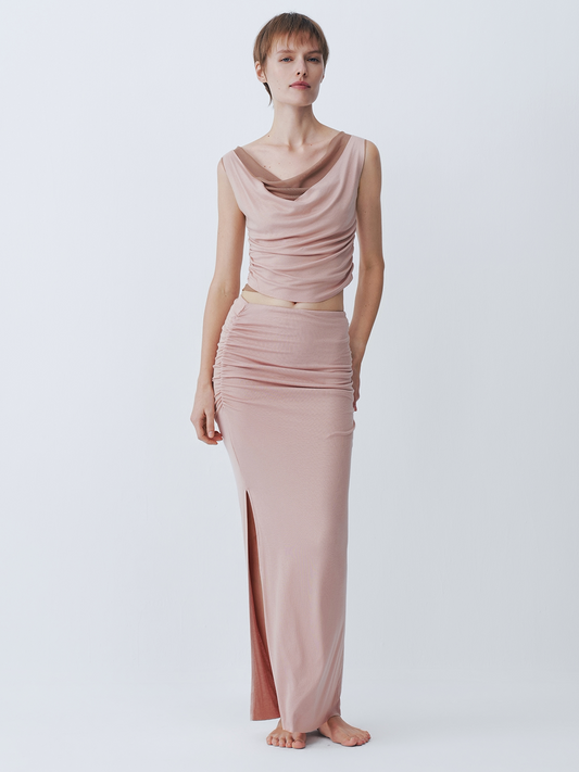 Pink knitted two-piece vest