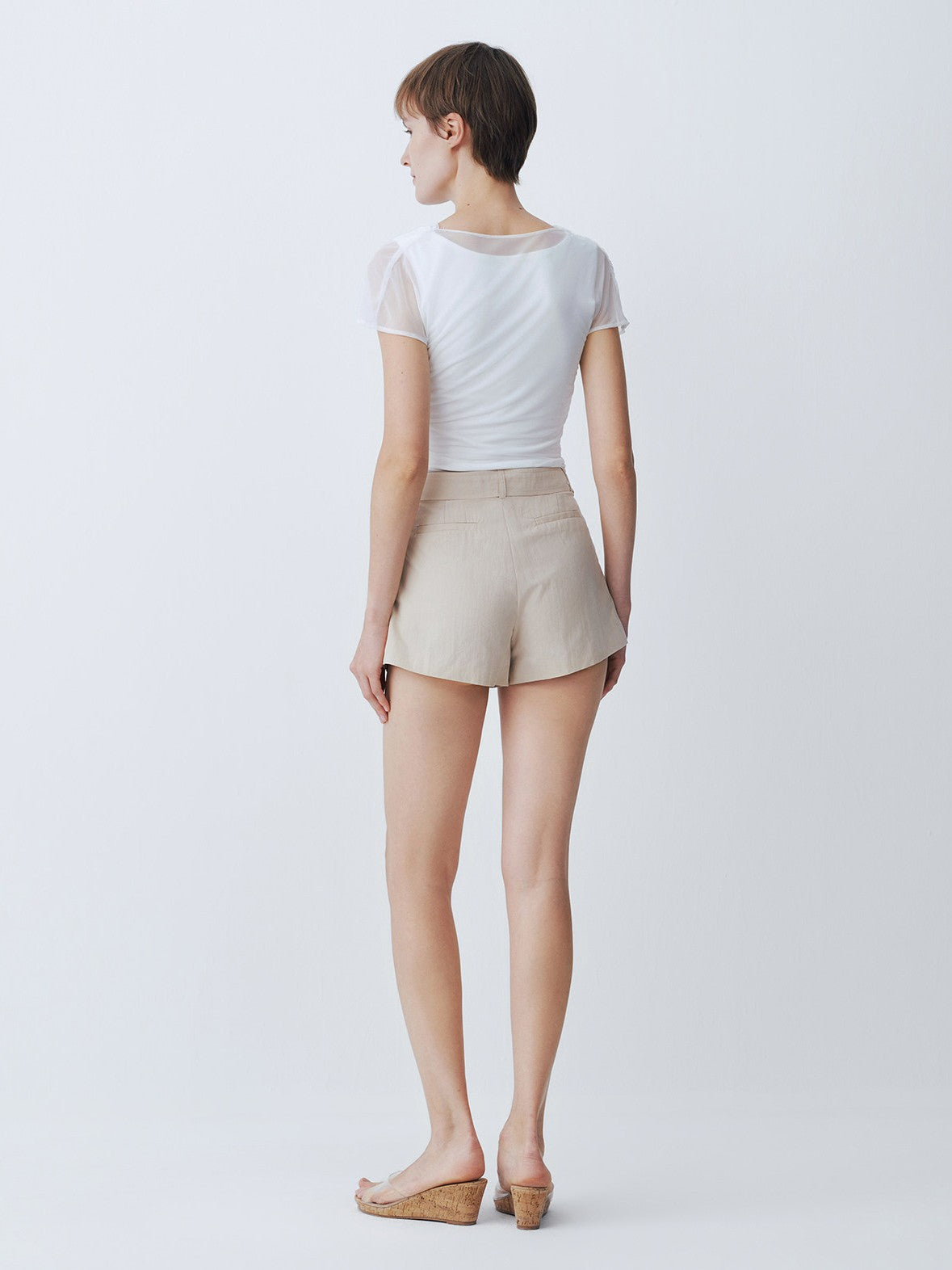 white two-piece tulle knitted top