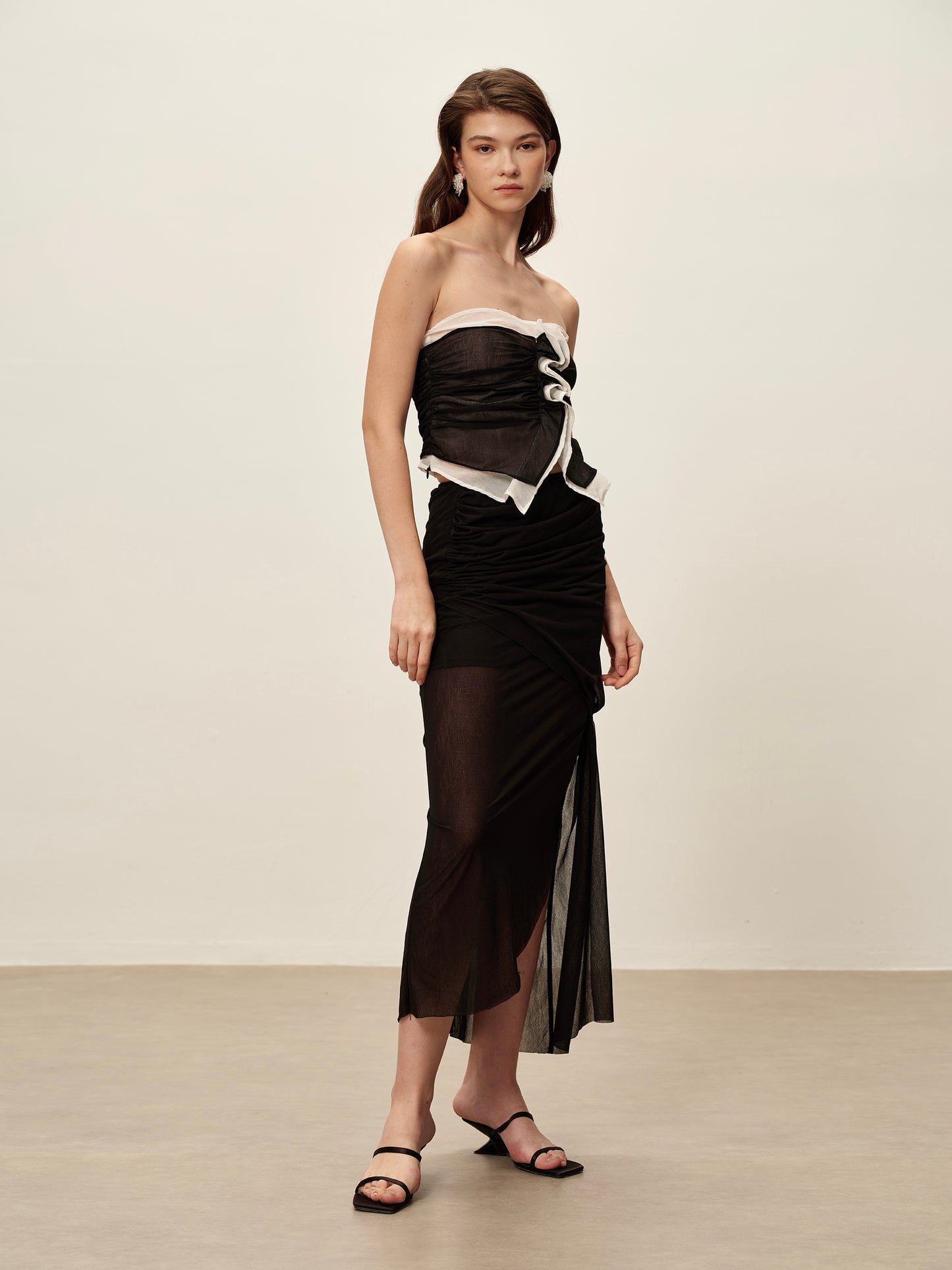 Black Mesh Lace Bustier