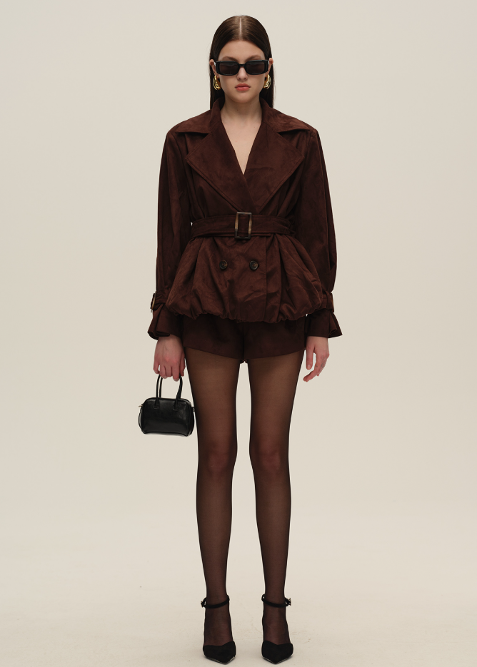 Burgundy Suede Shorts