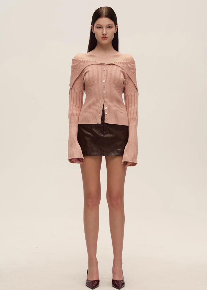 Red Waxed Leather Mini Skirt（with Built-In shorts）