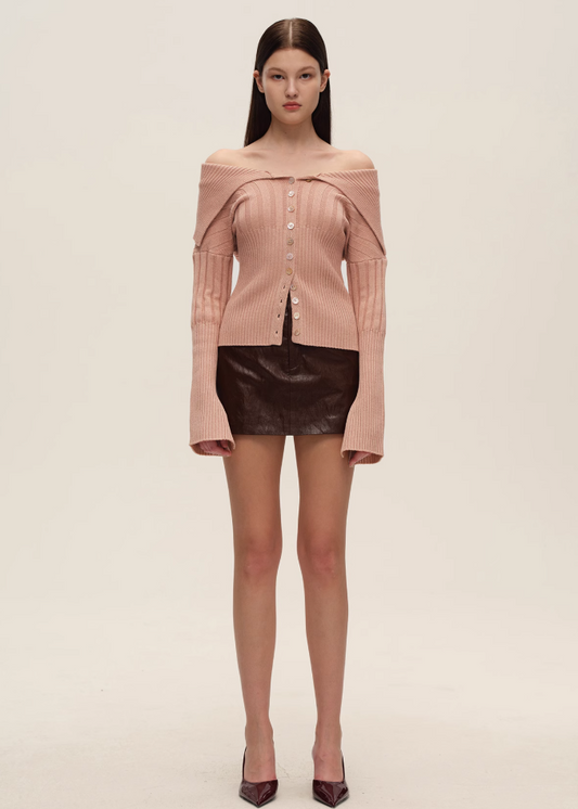 Red Waxed Leather Mini Skirt（with Built-In shorts）