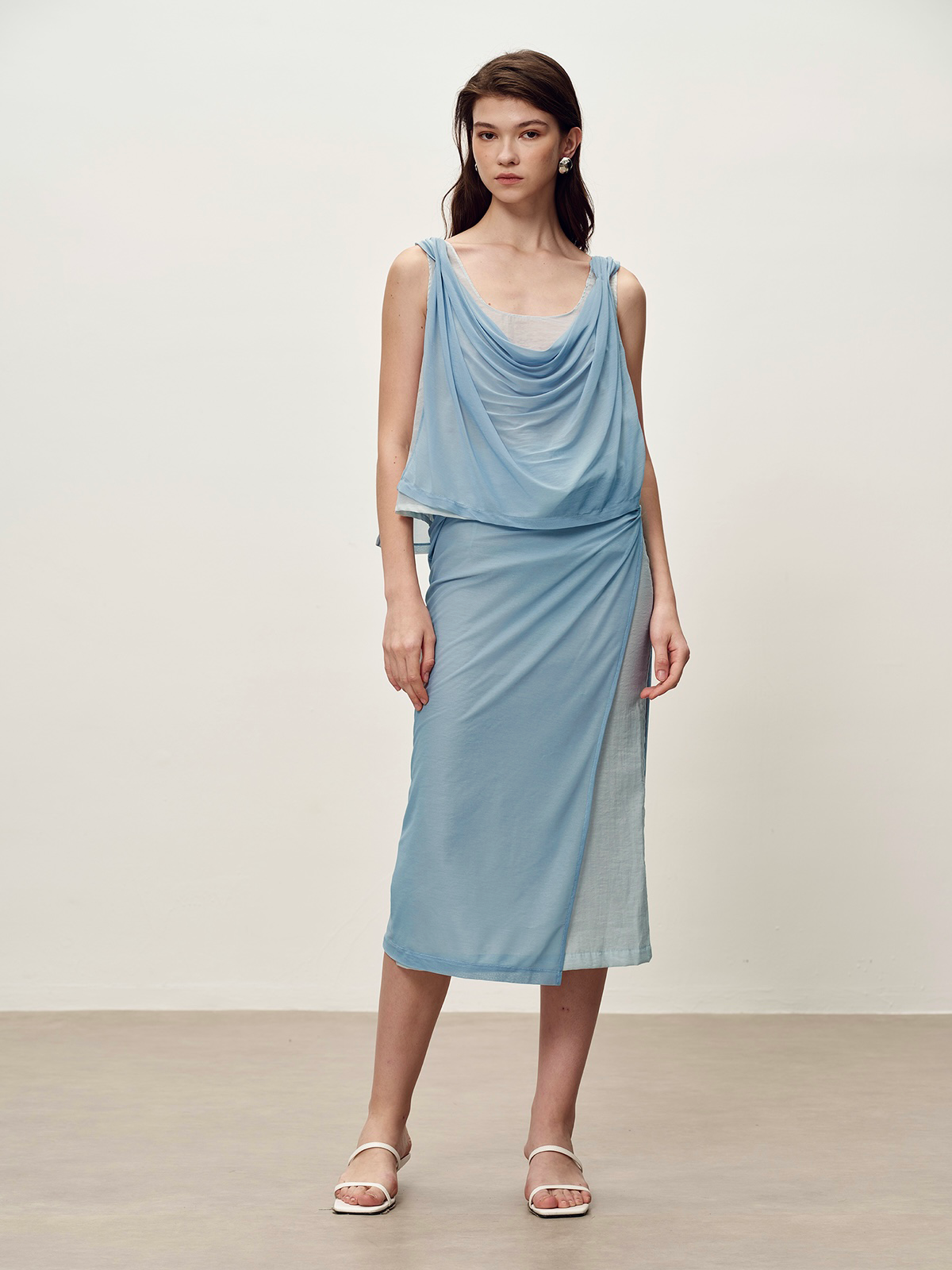 Blue Two-piece Vest Set