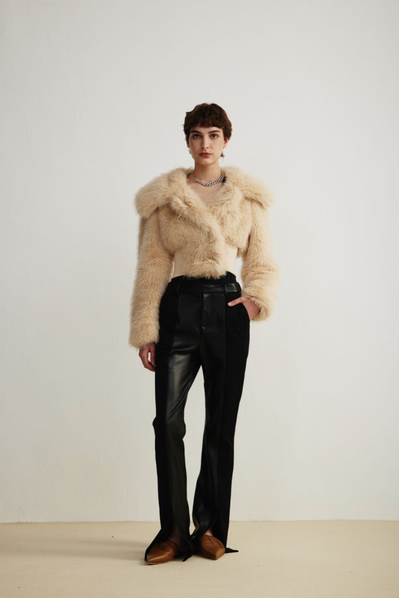 Milk Tea Eco-friendly Fur Jacket