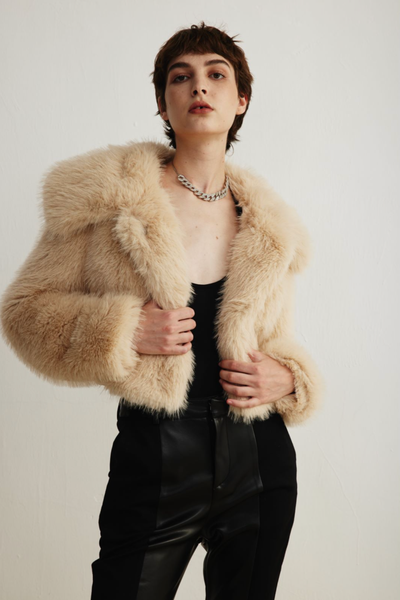 Milk Tea Eco-friendly Fur Jacket