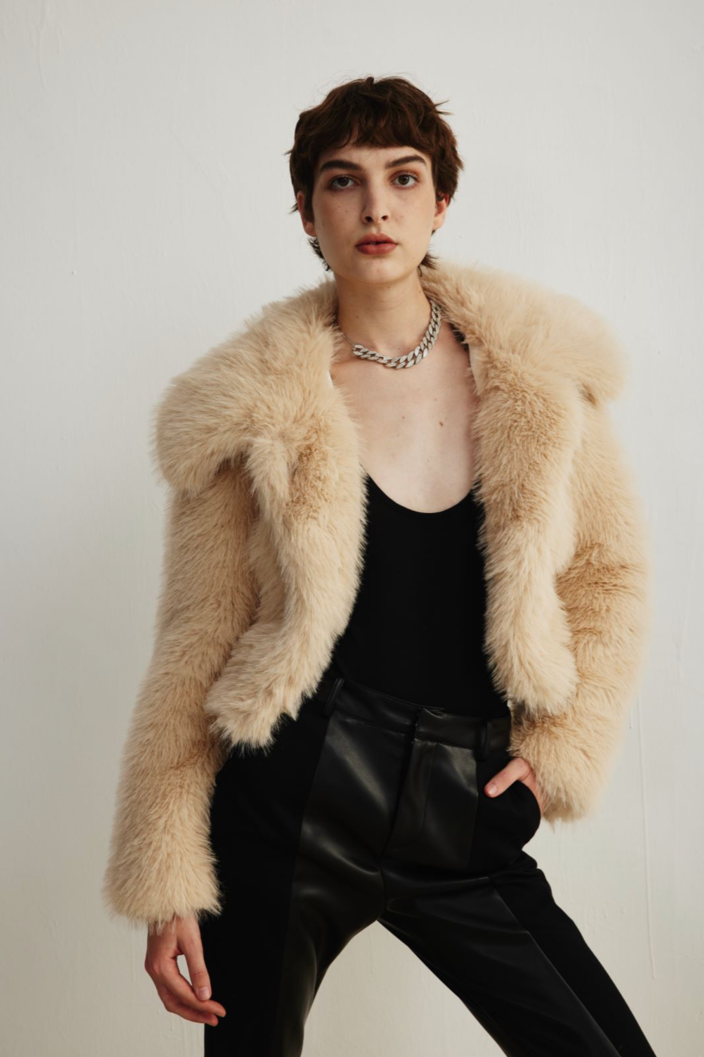 Milk Tea Eco-friendly Fur Jacket