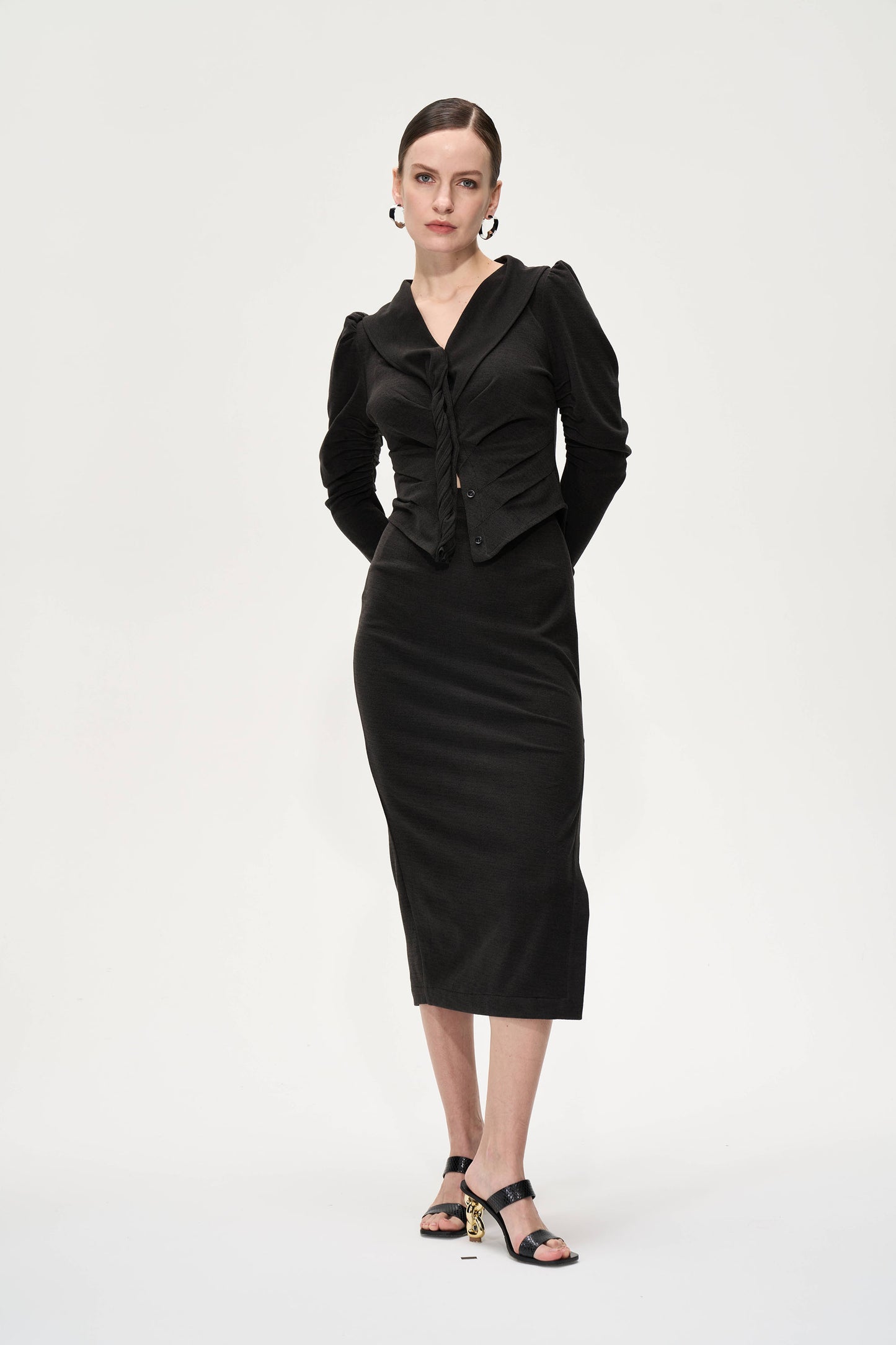 Side High-Slit Midi  Skirt