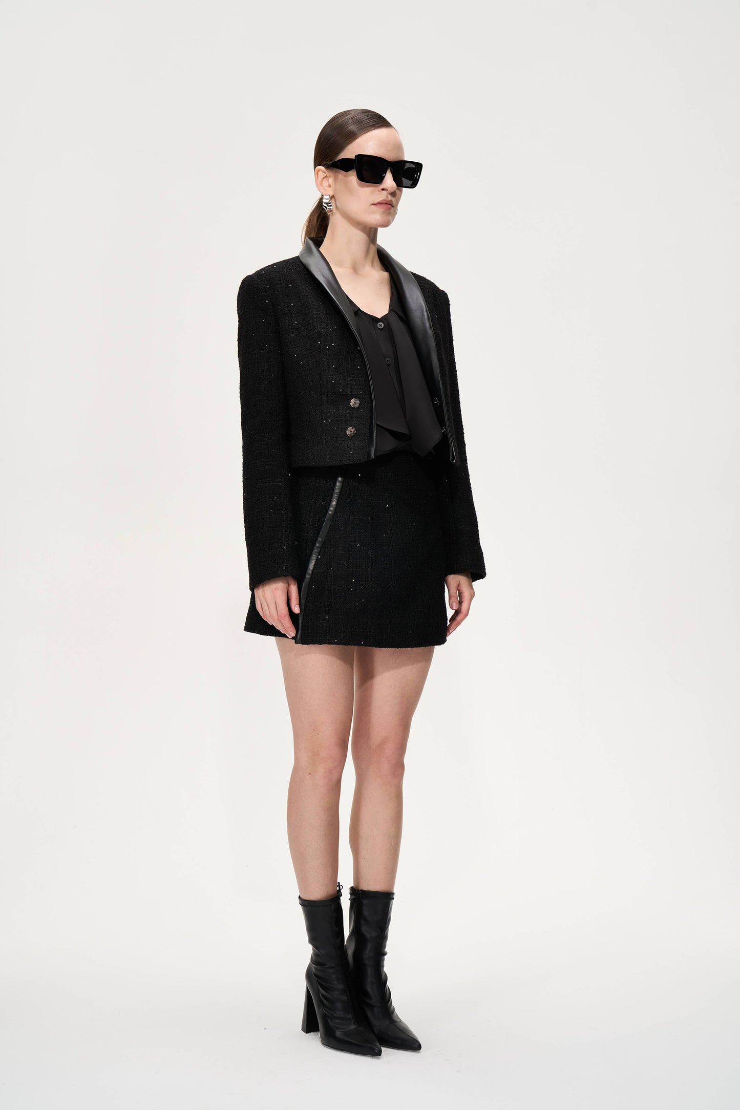 Black  Sequined Turtleneck Jacket