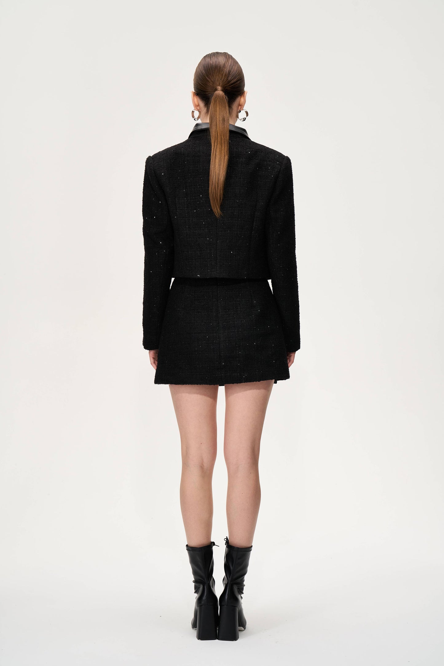 Black  Sequined Turtleneck Jacket