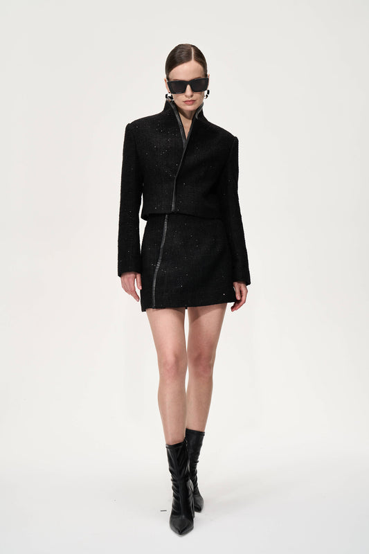 Black  Sequined Turtleneck Jacket