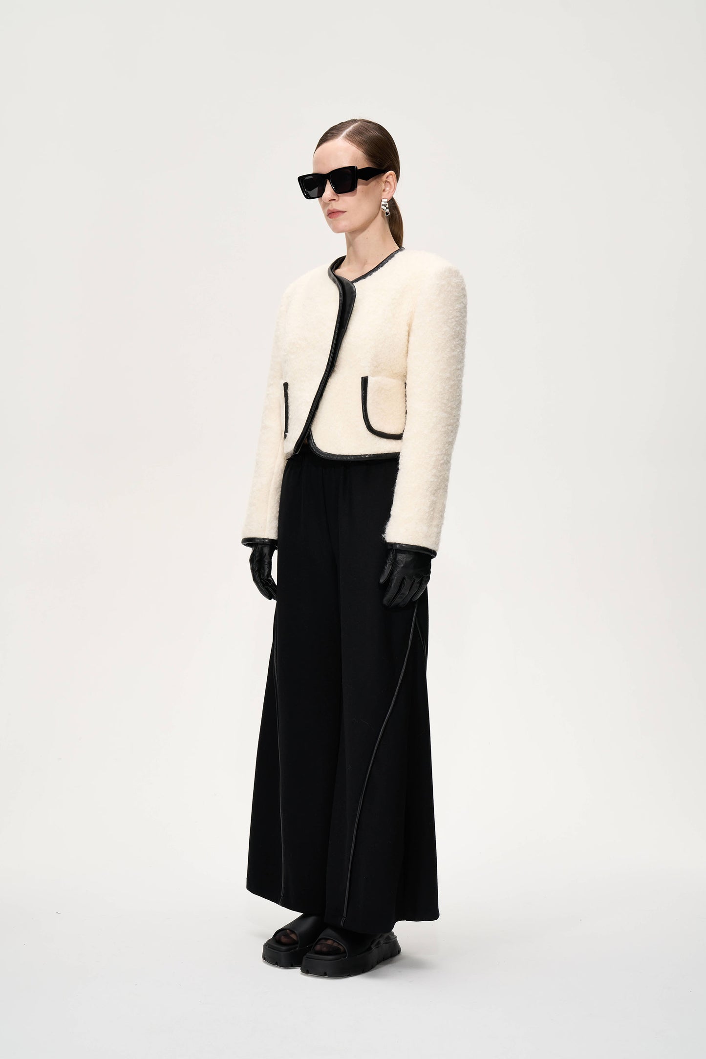 Leather-trimmed Shearling Jacket