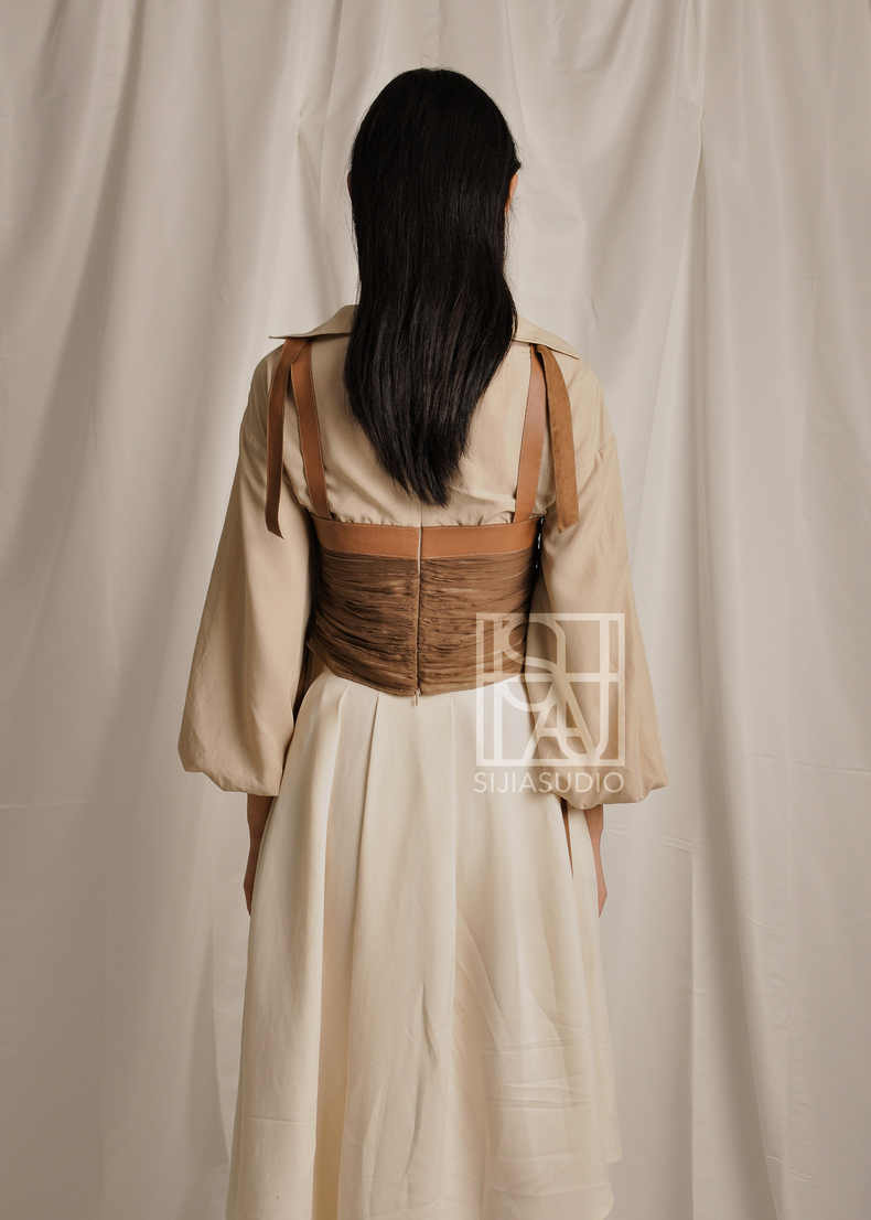 Silk-crepe paneled shirt