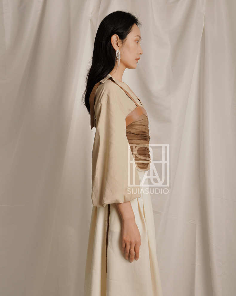 Silk-crepe paneled shirt