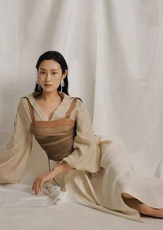 Silk-crepe paneled shirt