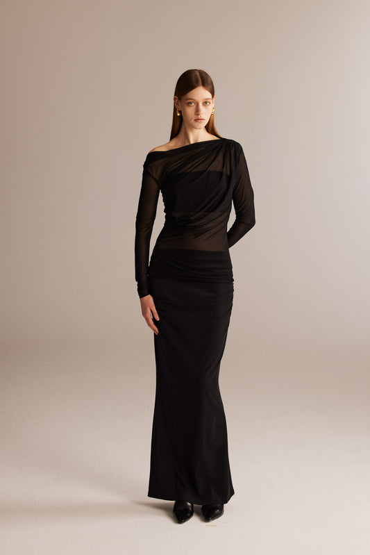 Black Knitted Flare Skirt