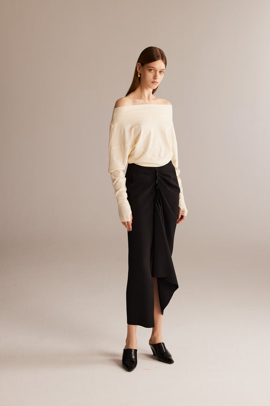 Black Pleated Draping skirt