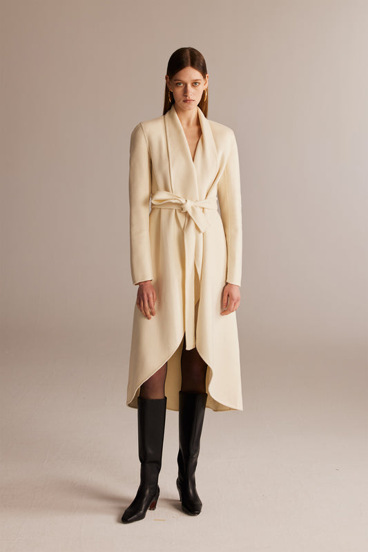 White Handmade Double Sided Cashmere Coat