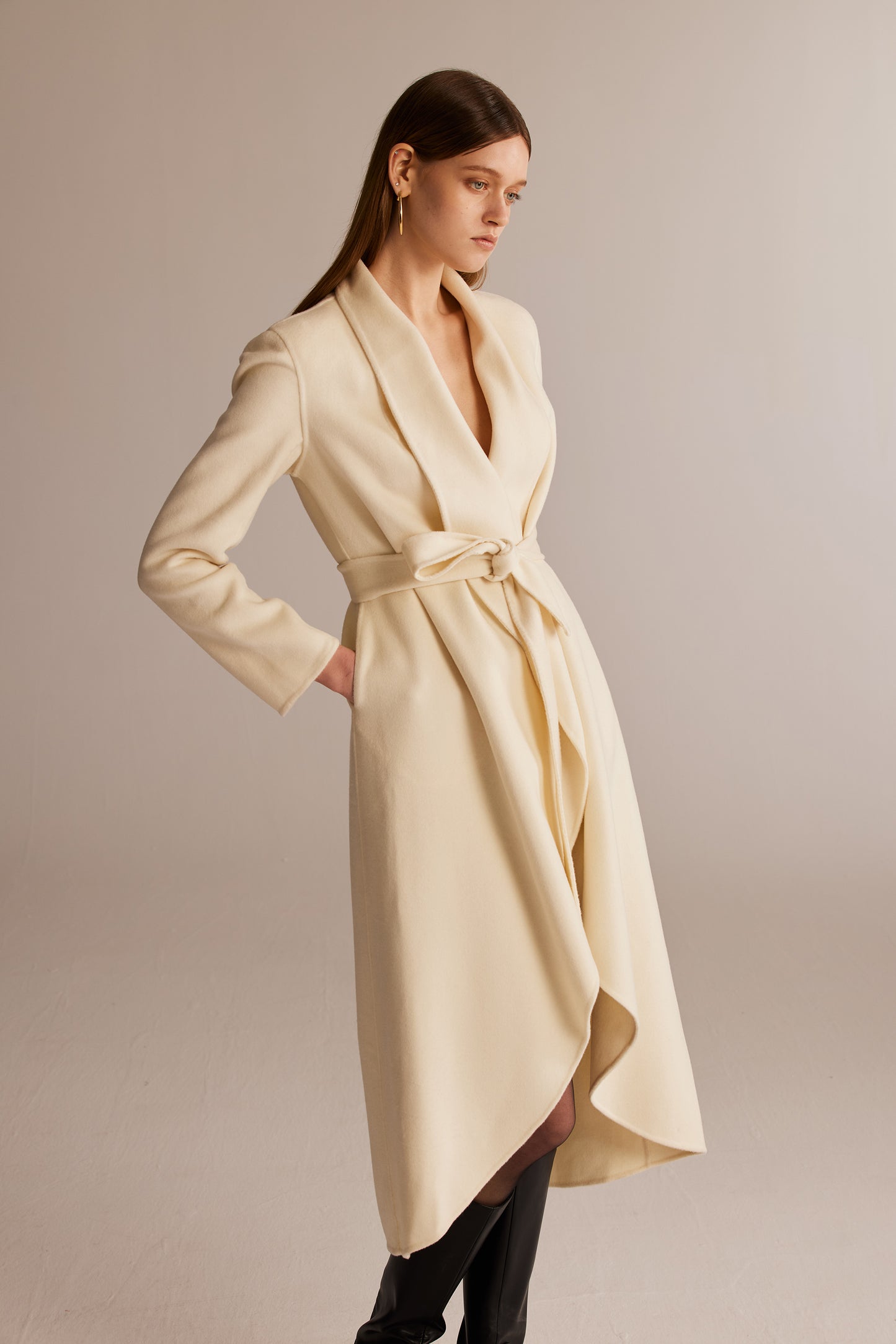 White Handmade Double Sided Cashmere Coat