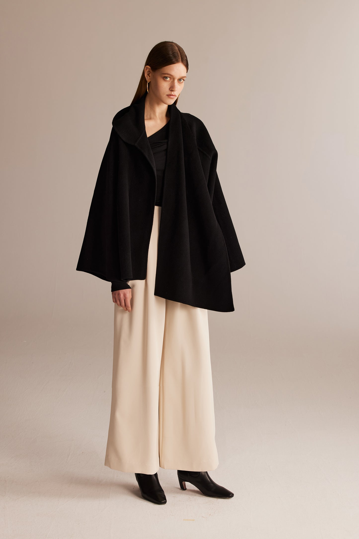 Black Double Woolen Short Jacket