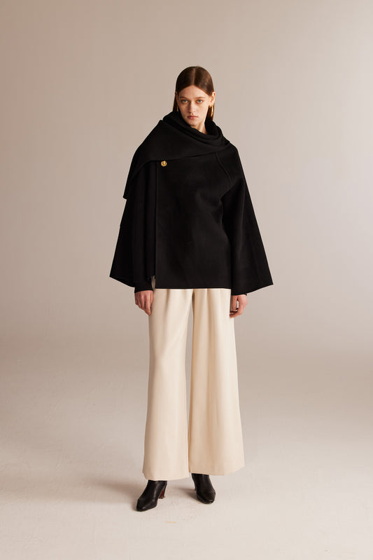 Black Double Woolen Short Jacket