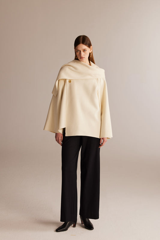 White Double Woolen Short Jacket