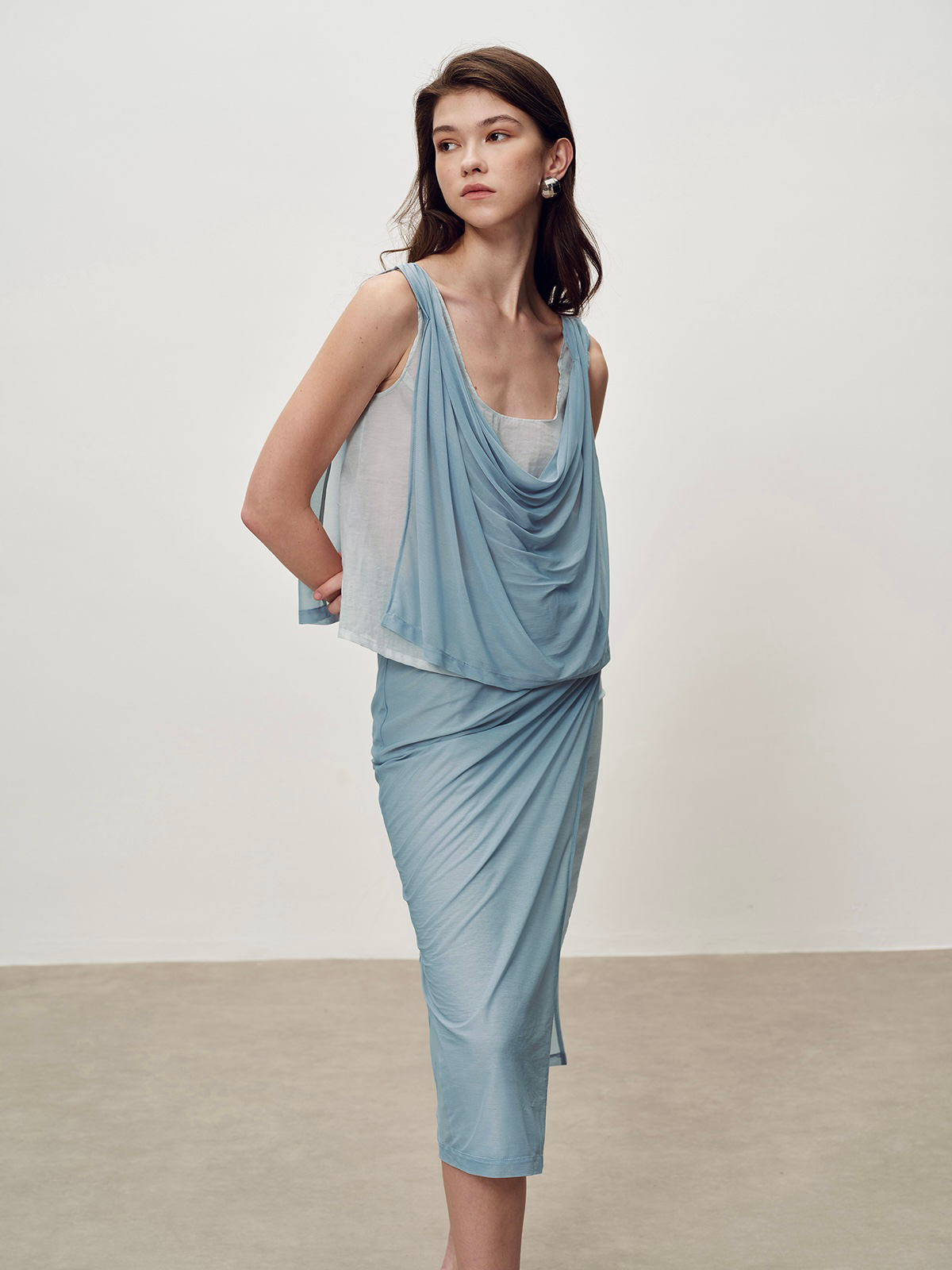 Blue Two-piece Vest Set